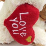 White and Brown 15 Inch Dog Soft Toy with Red Love You Heart